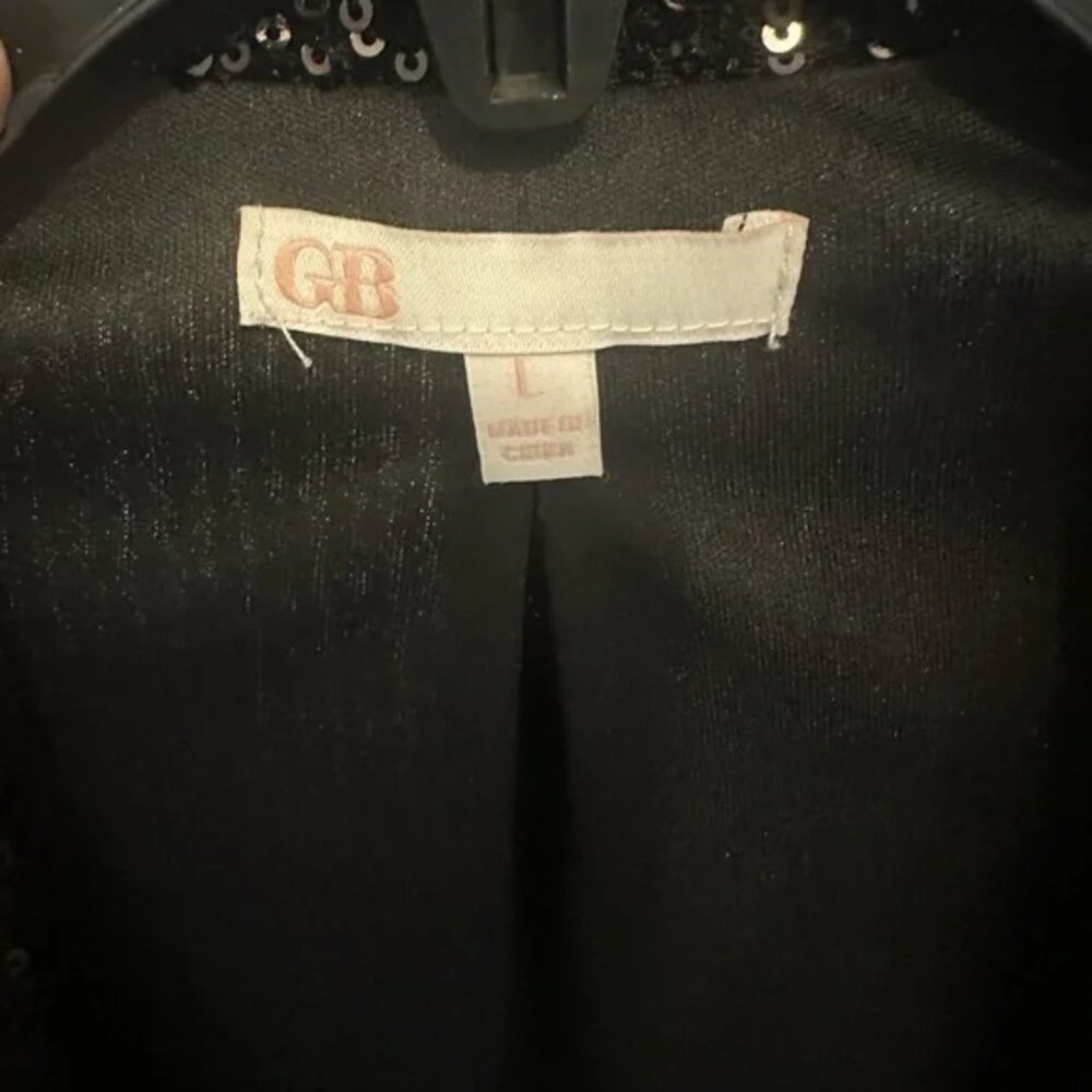 Black Sequin Double Breasted Blazer Large - image 5